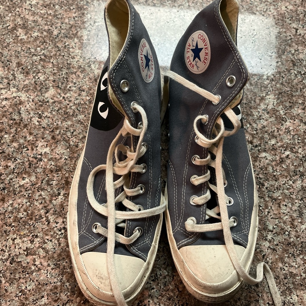 Comme des garçons converse play grey high tops hearts men’s size 12 used